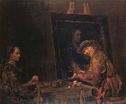 Self-Portrait Painting an Old Woman Arent De Gelder